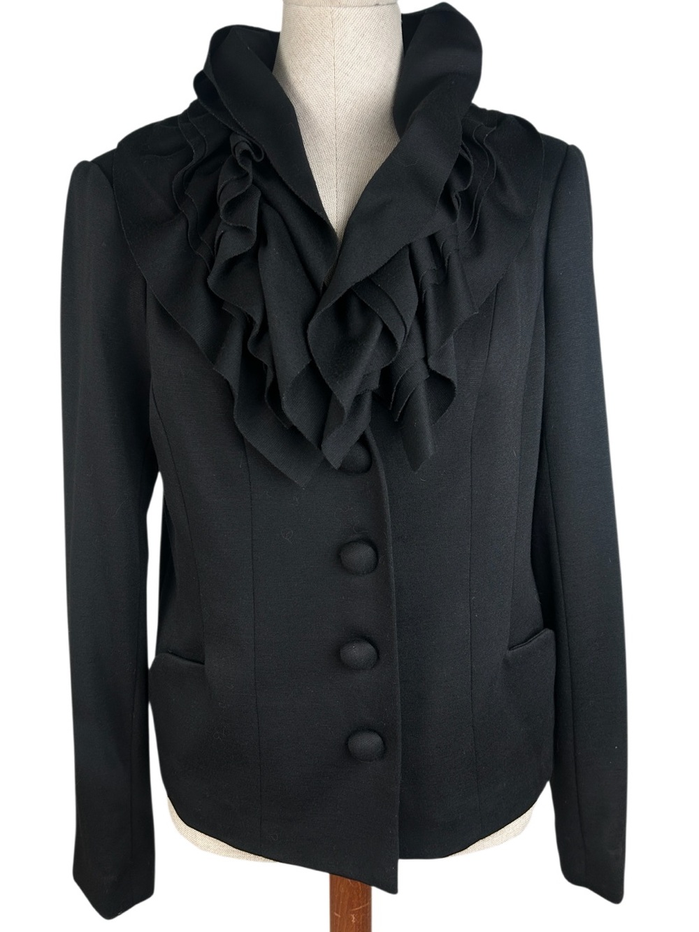 Madison Black Ruffle-Collar Blazer